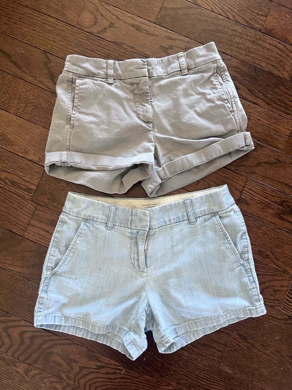 J. Crew Women's Roll-Cuff Shorts in Light Blue and Light Gray